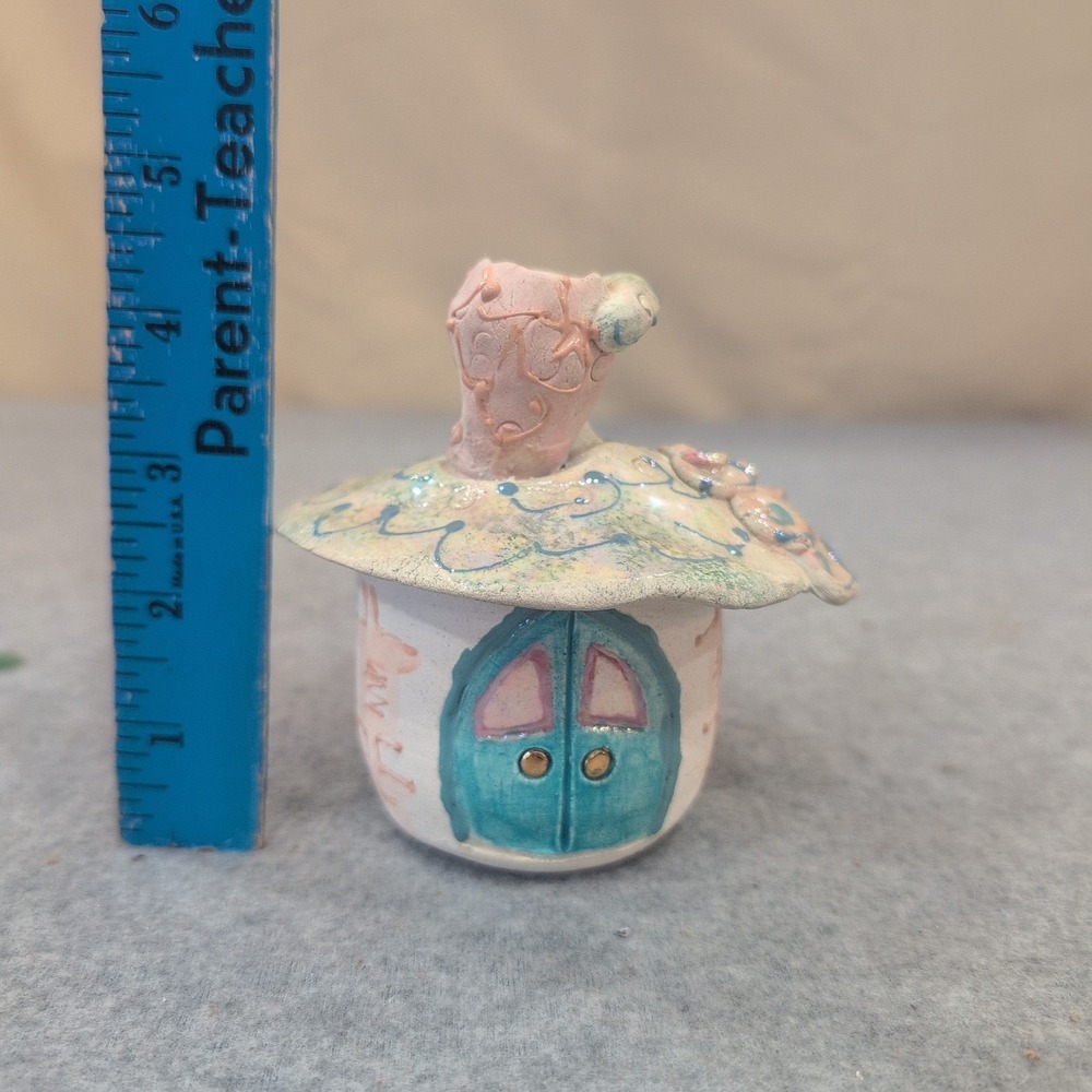 Tay Nunn Alabama Artist Handcrafted Miniature Ceramic 3 Fairy Houses Pottery - Picture 10 of 12